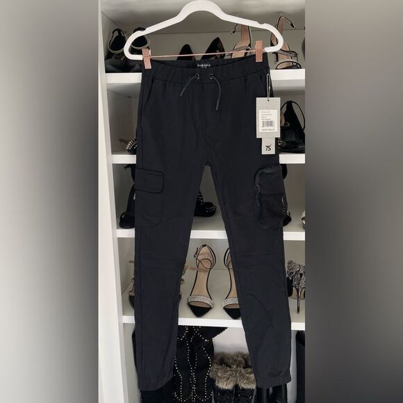 New Seven Souls Boy's Zip Pocket Drawstring Jogger Pants Beige Size 18 - Picture 2 of 14